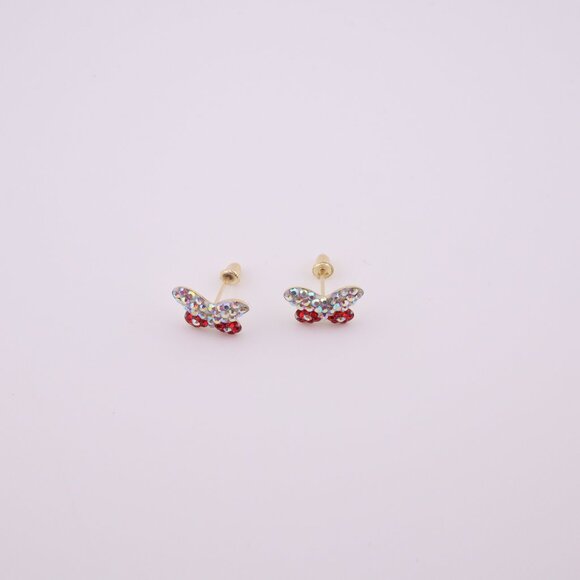 Women's 14k Gold CZ Butterfly Petite Stud Earrings with Secure Screw Post ** - Picture 8 of 10